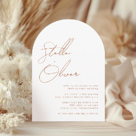 Invitación Boda con Detalles de Caligrafía en Terracota Rústi