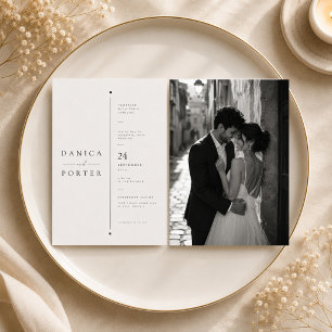 Invitación Boda con diseño arquitectónico dividido