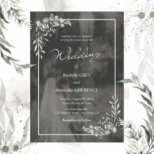 Invitación Boda con diseño floral elegante y eucalipto temper