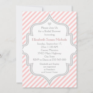 Invitación Boda con ducha de novia rosa, blanca y gris