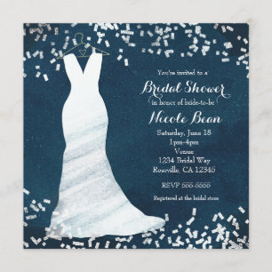Invitación Boda con ducha de novia vestido con colgante y con