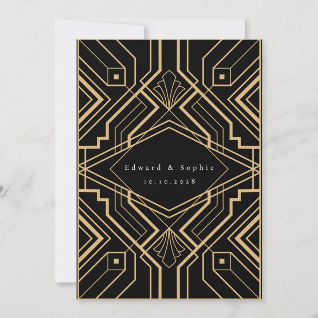 Invitación Boda con efecto Gatsby Guardar la fecha (Anverso)