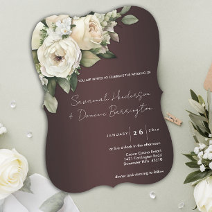 Invitación Boda con Elegancia Botánica y Rosas Blancas Marsal