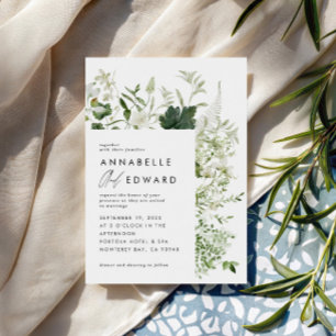 Invitación Boda con elegante escritura botánica moderna verde