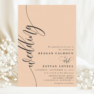 Invitación Boda con elegante escritura en caligrafía de meloc