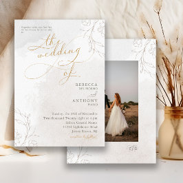 Invitación Boda con elegante letra floral botánica