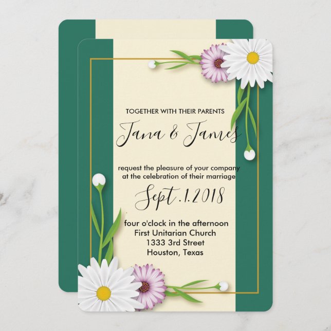 Invitación Boda con encanto de moda moderna (Anverso / Reverso)