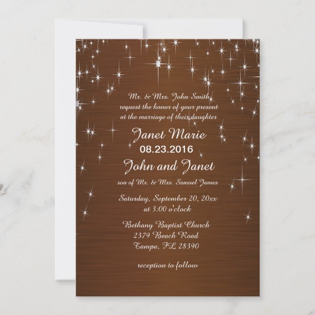 Invitación Boda con encanto de Star Struck | Marrón chocolate (Anverso)