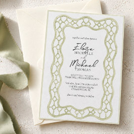 Invitación Boda con enrejado francés en verde salvia
