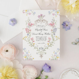 Invitación Boda con Escudo Floral Rococó Elegante y Caprichos