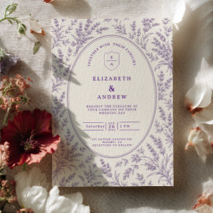 Invitación Boda con Estampado Toile de Lavanda