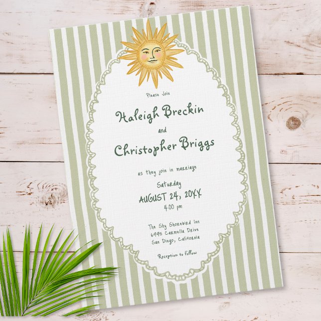 Invitación Boda con Estilo Costero y Palma Sol (Coastal Chic Sun Palm Tree Wedding Invitation)