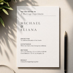 Invitación Boda con estilo de informe de laboratorio minimali
