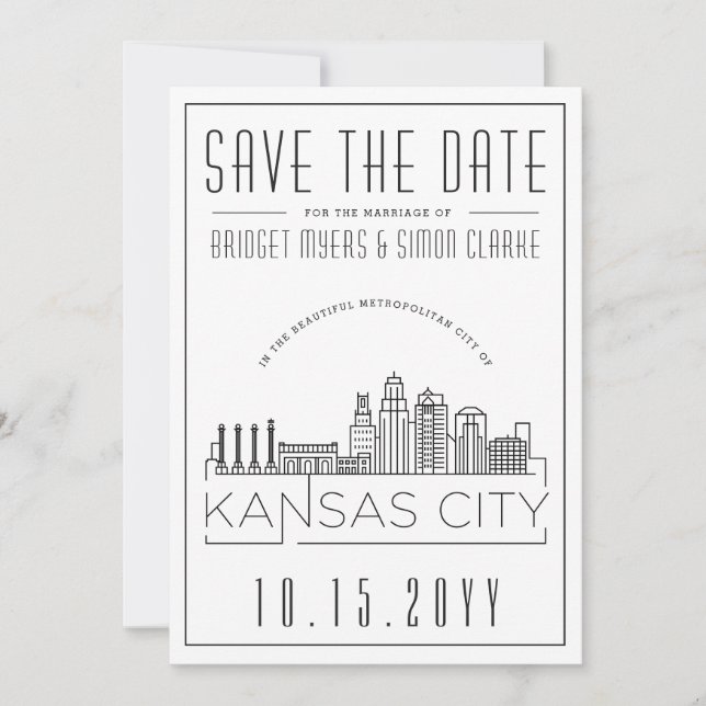 Invitación Boda con Estilo en Kansas City, Save the Date (Anverso)