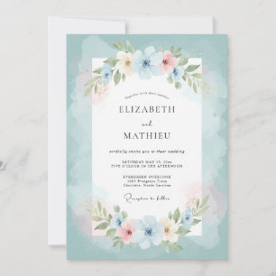 Invitación Boda con Estilo Floral Turquesa