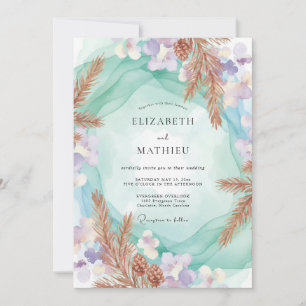 Invitación Boda con eucalipto de Pampas de cobre espuma de ma