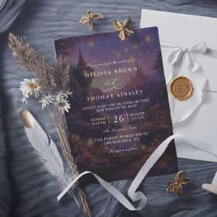 Invitación Boda con faroles enredados elegantes y código QR d