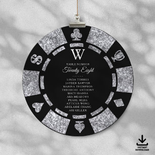 Invitación Boda con Fichas de Poker con Monograma de Brillo d