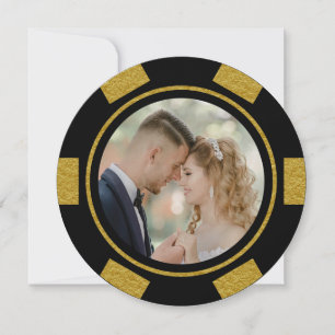 Invitación Boda con fichas de póquer de oro negro Eloped Part