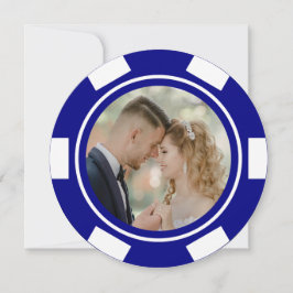 Invitación Boda con fichas de póquer Navy Blue Vegas Elopemen