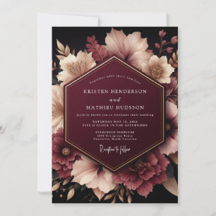 Invitación Boda con Flor Burgundy Etérea