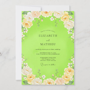 Invitación Boda con Flor de Pintura Chartreuse