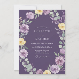 Invitación Boda con Flor Silvestre Amarilla Amatista Celestia