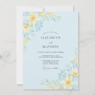 Invitación Boda con flor silvestre amarilla del cielo delicad
