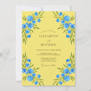 Invitación Boda con Flor Silvestre Azure Limón