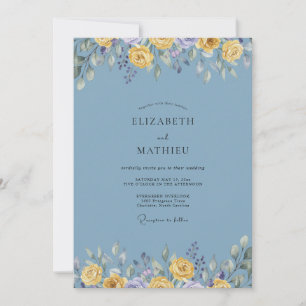 Invitación Boda con Flor Silvestre Pizarra Ámbar