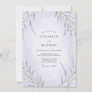 Invitación Boda con Flor Silvestre Violeta Pálido