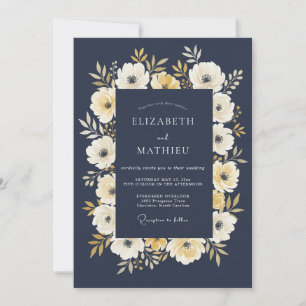 Invitación Boda con Floreado de Arco Floral Crema Marina