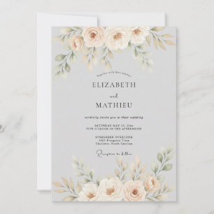 Invitación Boda con Florecimiento Botánico de Flor de Melocot