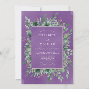 Invitación Boda con florecimiento botánico violeta