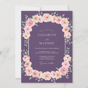 Invitación Boda con Florecimiento de Arco Floral de Ciruela P