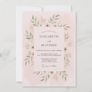 Invitación Boda con Florecimiento de Arco Floral Rosa Claro