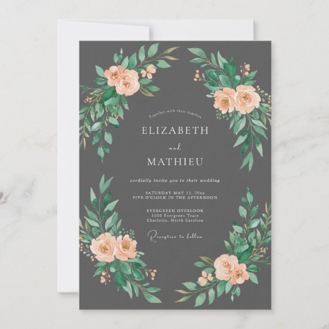 Invitación Boda con Florecimiento del Arco Botánico de Meloco (Anverso)