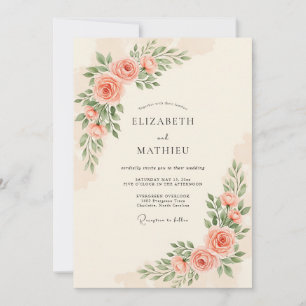 Invitación Boda con Florecimiento Etéreo de Melocotón