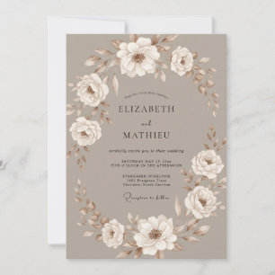 Invitación Boda con Florecimiento Floral Etéreo Beige