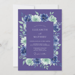 Invitación Boda con Florecimiento Floral Lavanda Marina