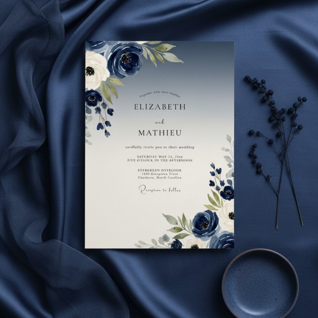 Invitación Boda con flores de estilo naval (Subido por el creador)