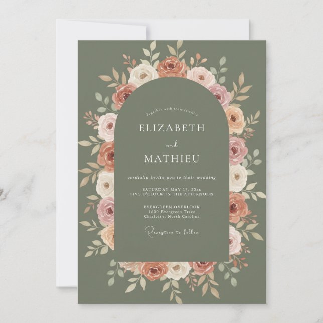Invitación Boda con Flores de Salvia en Arco (Anverso)