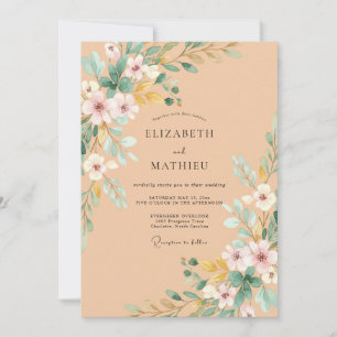 Invitación Boda con flores silvestres de albaricoque