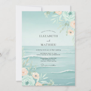 Invitación Boda con flores silvestres de albaricoque y espuma