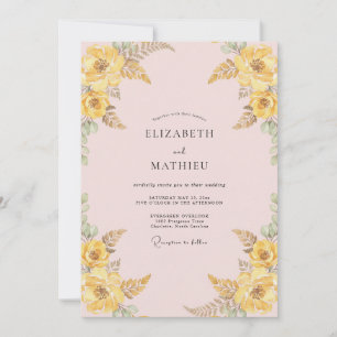 Invitación Boda con flores silvestres de color amarillo sonro