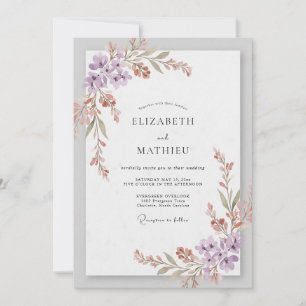 Invitación Boda con flores silvestres de lila malva