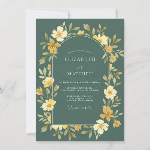 Invitación Boda con flores silvestres de pizarra ocre