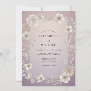 Invitación Boda con flores silvestres de violeta polvorienta
