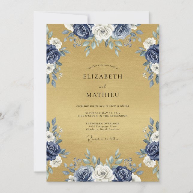 Invitación Boda con floritura etérea de la Marina (Anverso)