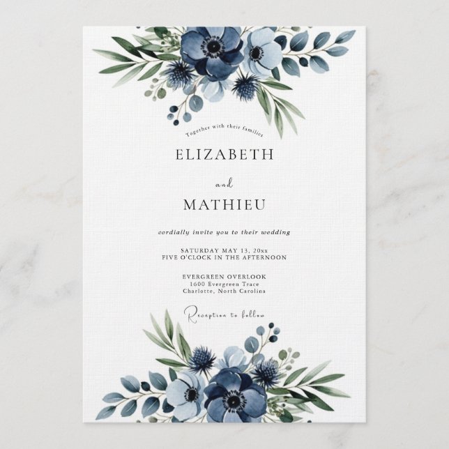 Invitación Boda con floritura naval (Anverso)